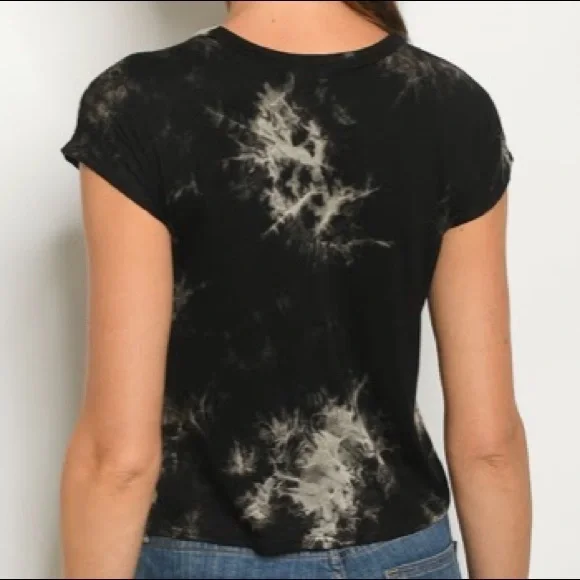Black Tie Dye, Tie Front Tee - Picture 3 of 3